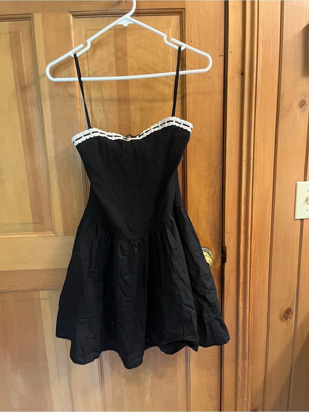 aerie Black Strapless Mini Dress with White Trim